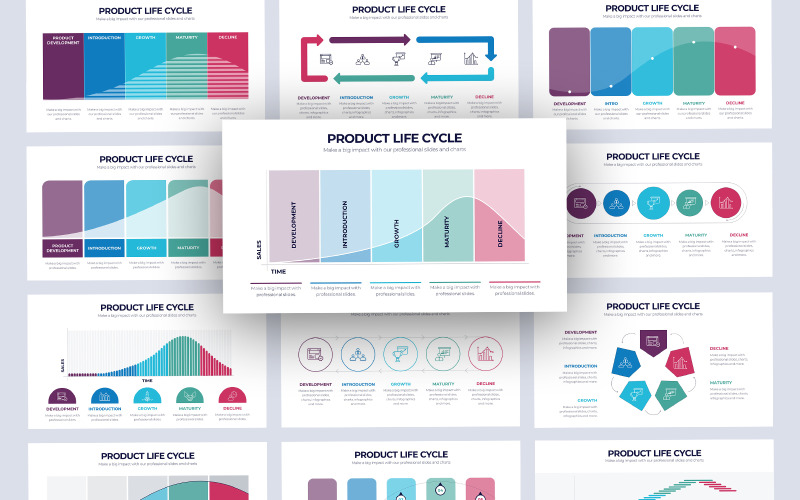 Жизненный цикл продукта Инфографика Шаблоны презентаций PowerPoint