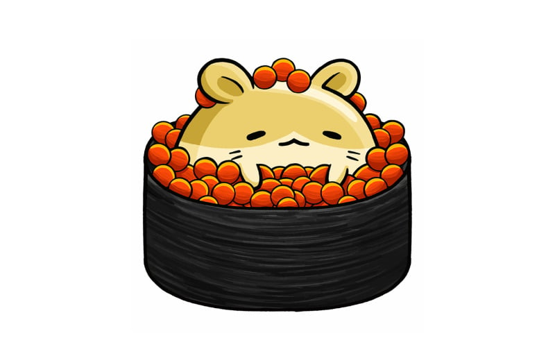Cute dibujos animados de sushi de hámster 01