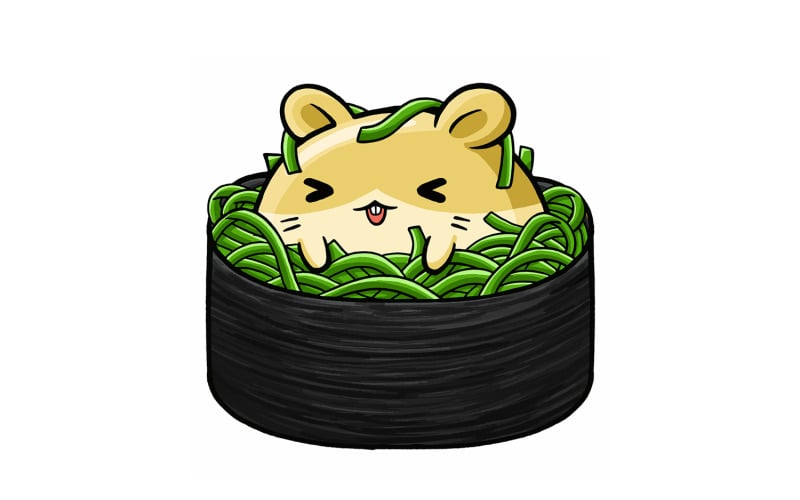 Roztomilý křeček Sushi Cartoon 02