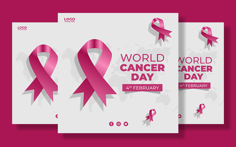 Шаблон баннера в социальных сетях Всемирного дня борьбы против рака