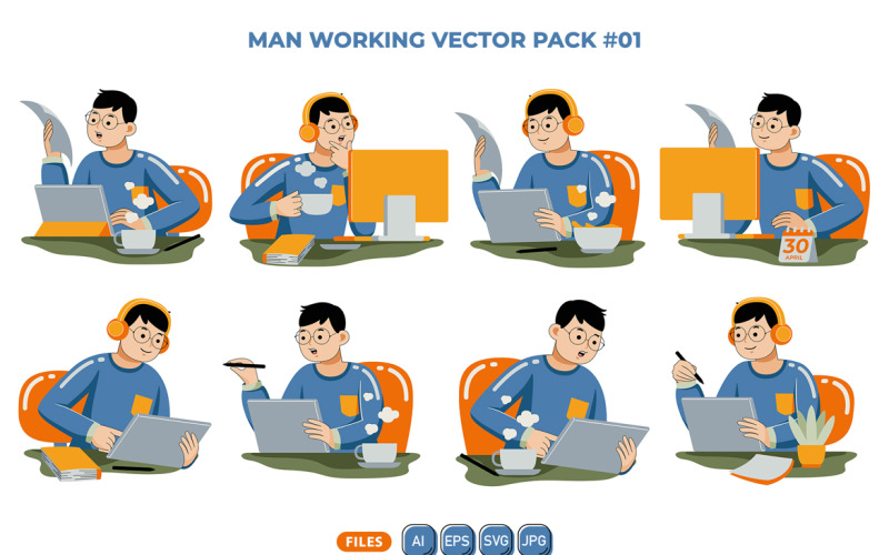 Mężczyzna pracujący Vector Pack 01