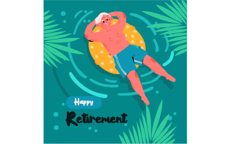 Handritad pensionering gratulationskort Illustration
