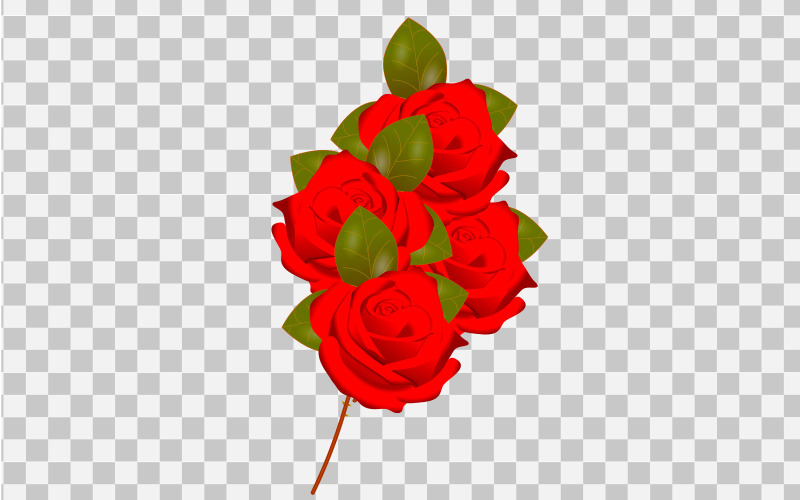 Rose feuille de rose réaliste et bourgeon avec fleur rouge