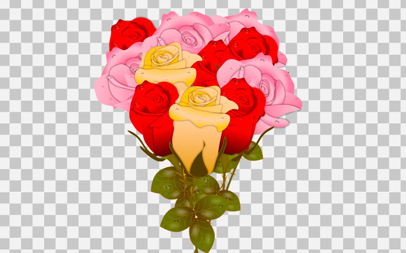 Vector red rose realistic rose bouquet  with  flowers idea