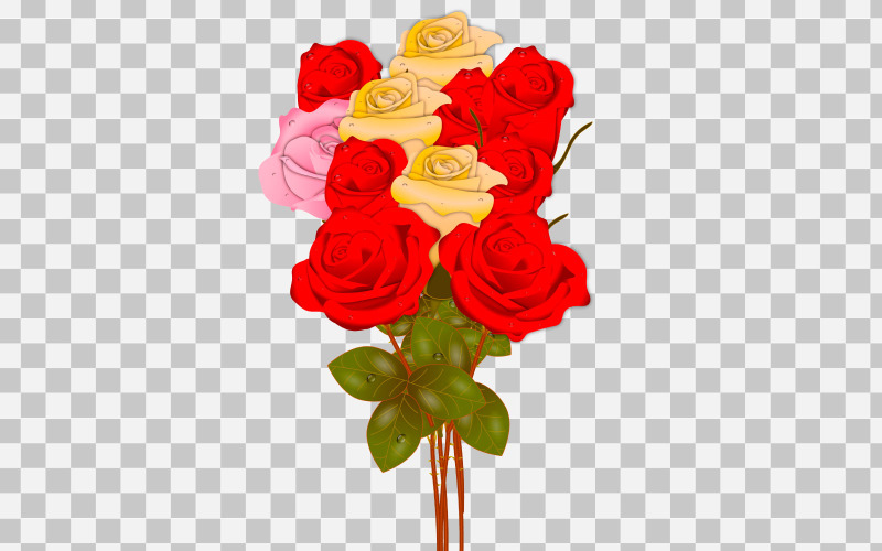 Vector red rose realistic rose bouquet with red flowers style