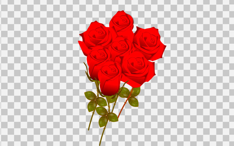 vector rosa hoja de rosa realista y capullo con flor roja