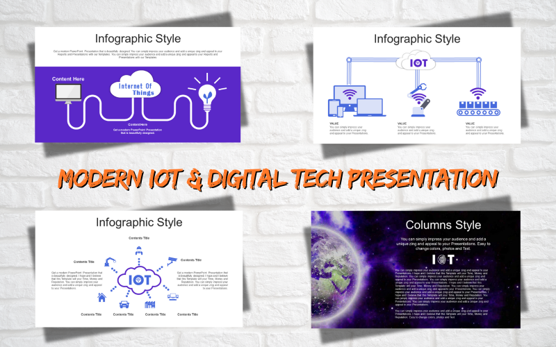 IoT Keşifleri – Nesnelerin İnterneti ve Dijital Teknoloji için İnfografik PowerPoint Şablonu