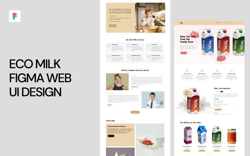 Design webového uživatelského rozhraní Eco Milk Figma