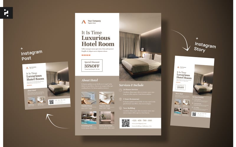 Folleto de paquete de hotel de lujo