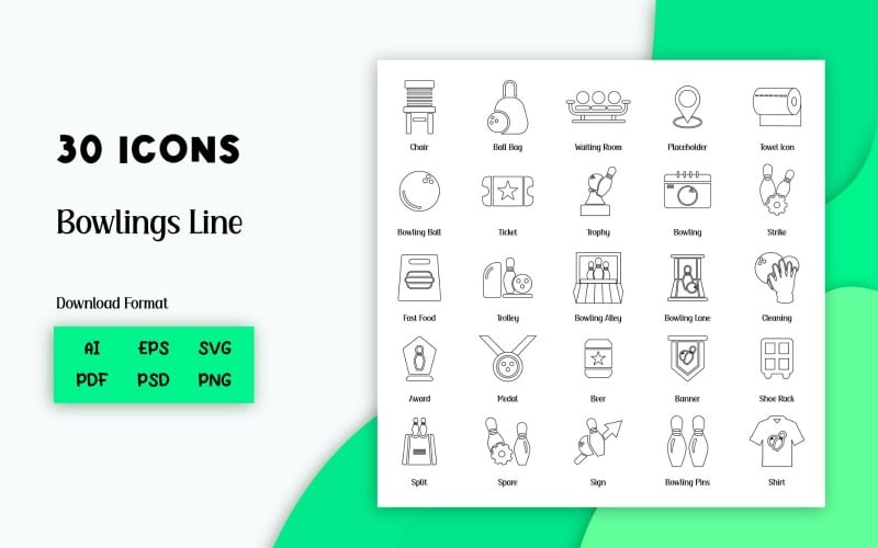 Icon Pack: Линия для боулинга (30 иконок)
