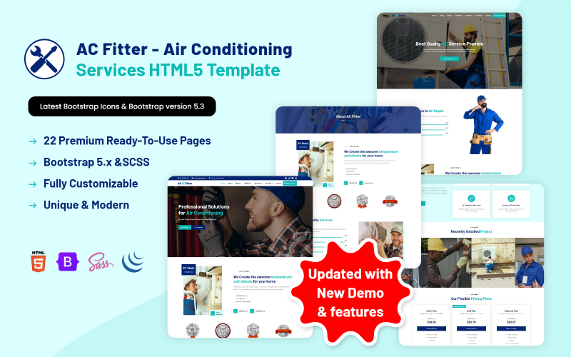 Installatore AC - Modello HTML5 per servizi di climatizzazione