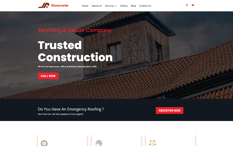 koncrete Construction Building Roofing Wordpress 主题