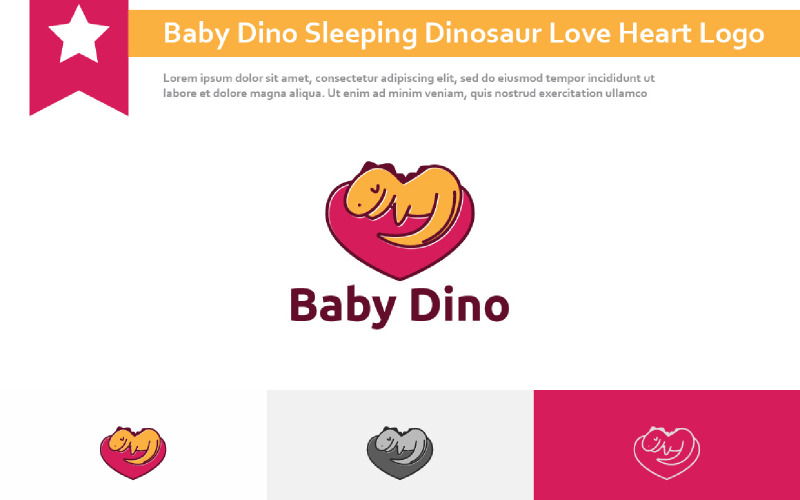 Baby Dino sovande dinosaurie Love Heart Barnomsorg Logotyp