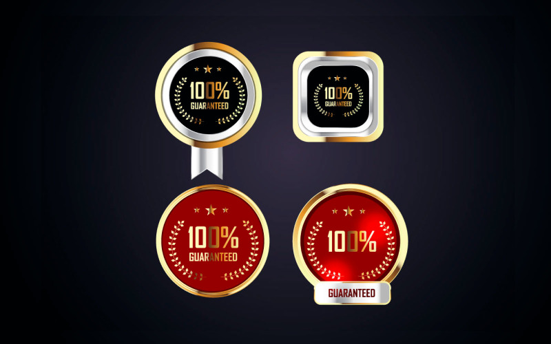 Colección de etiquetas de calidad premium de lujo Golden Badge Vector