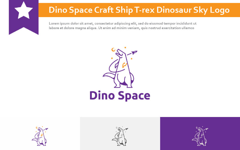 Dino Space Craft Statek T-rex Dinozaur Niebo fajne logo