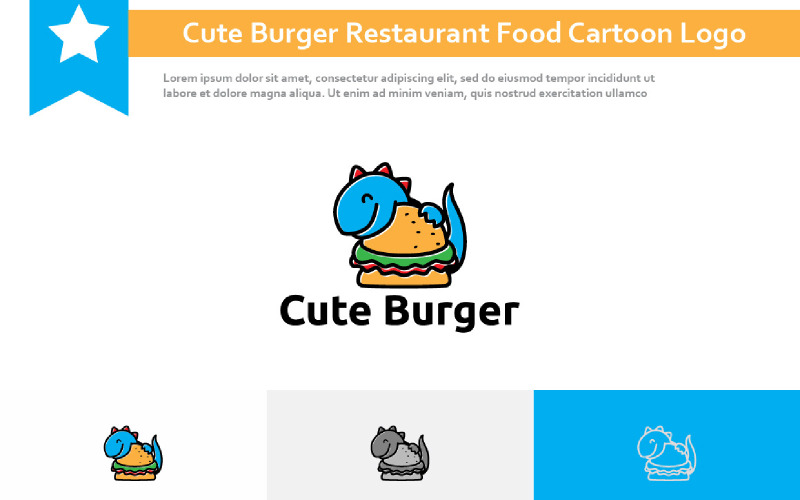 Logo de dessin animé de personnage de mascotte de nourriture de restaurant de hamburger mignon