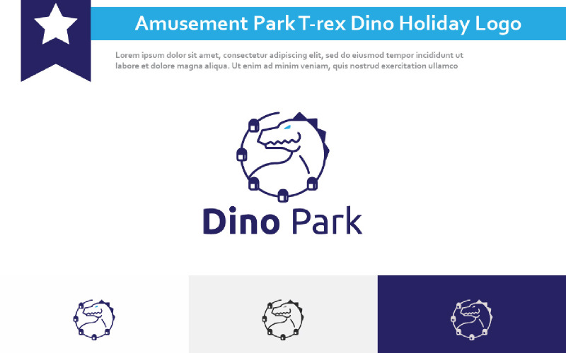 Parc d'attractions Dinosaure T-rex Dino Adventure Logo de vacances