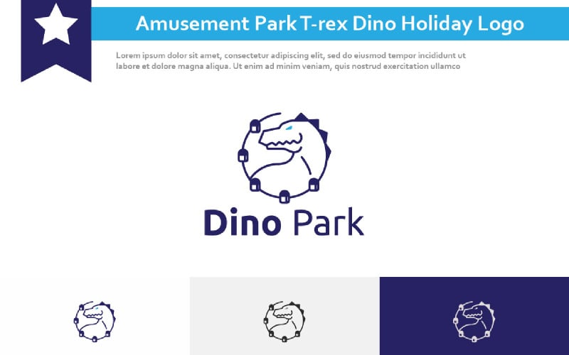 Parque de Diversões Dinossauro T-rex Dino Adventure Holiday Logo