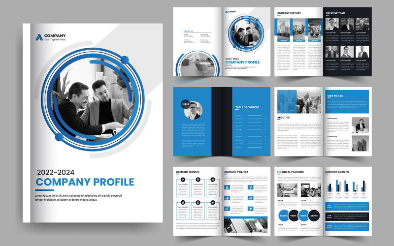 Design de Modelo de Brochura de Perfil da Empresa ou Layout de Brochura de Negócios de Várias Páginas