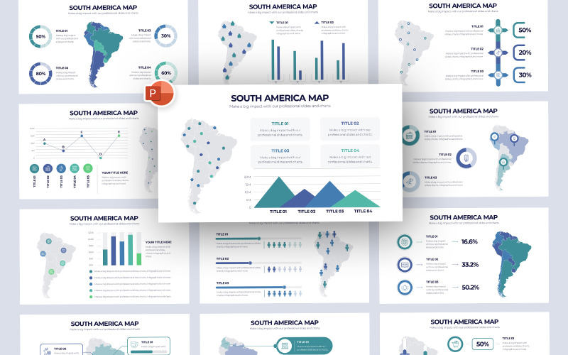 Jižní Amerika mapa vektorové Infographic PowerPoint šablony
