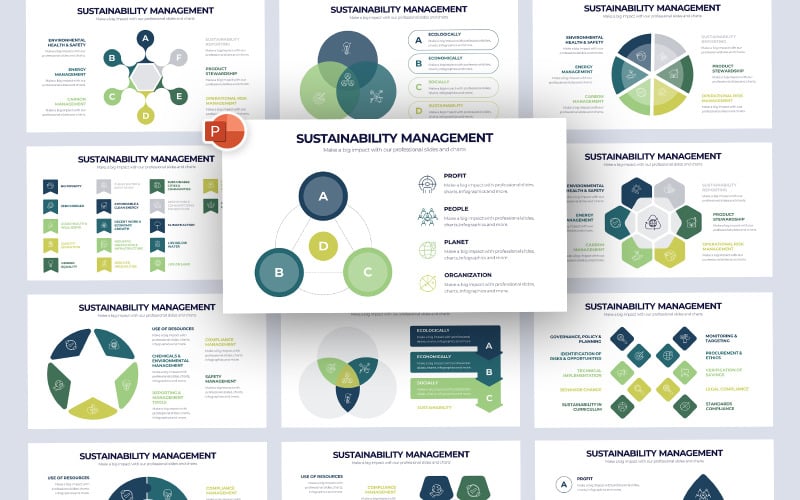 Modèle PowerPoint d'infographie sur la gestion de la durabilité