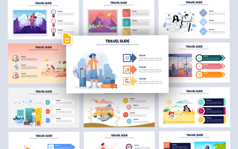 Plantilla de diapositivas de Google de infografía vectorial de viajes