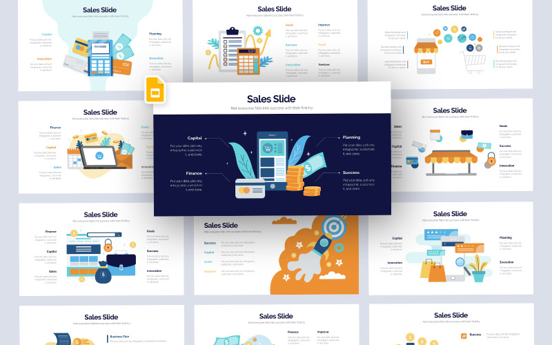Продаж векторної інфографіки Шаблон Google Slides