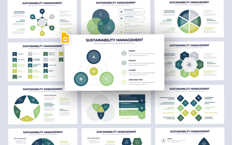 Šablona infografiky Prezentace Google pro správu udržitelnosti