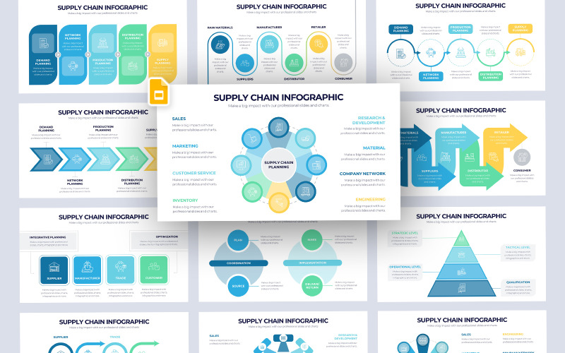 Supply Chain Infografik Google Slides-Vorlage