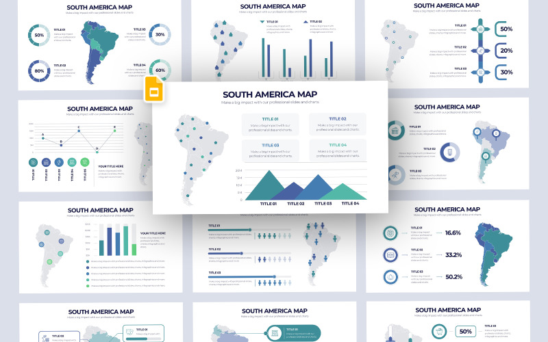 Zuid-Amerika kaart Vector Infographic Google dia's sjabloon
