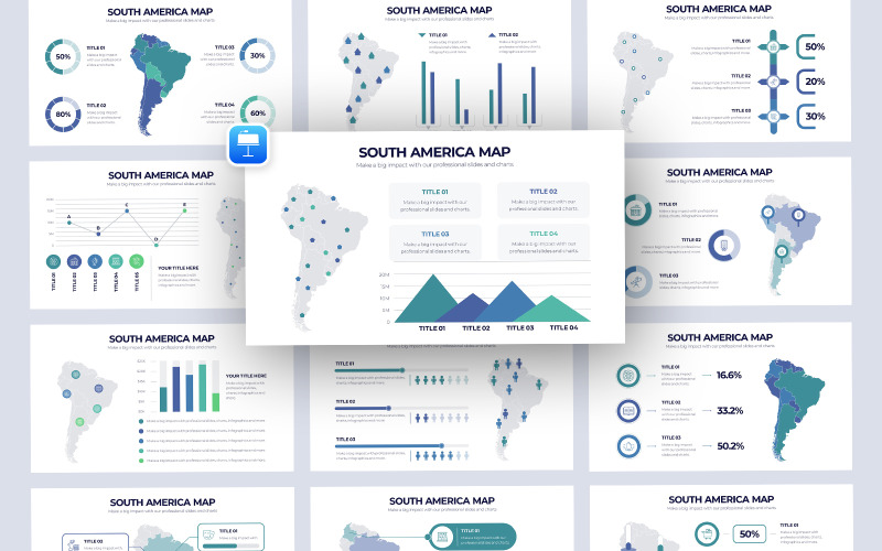 Zuid-Amerika kaart Vector Infographic Keynote sjabloon