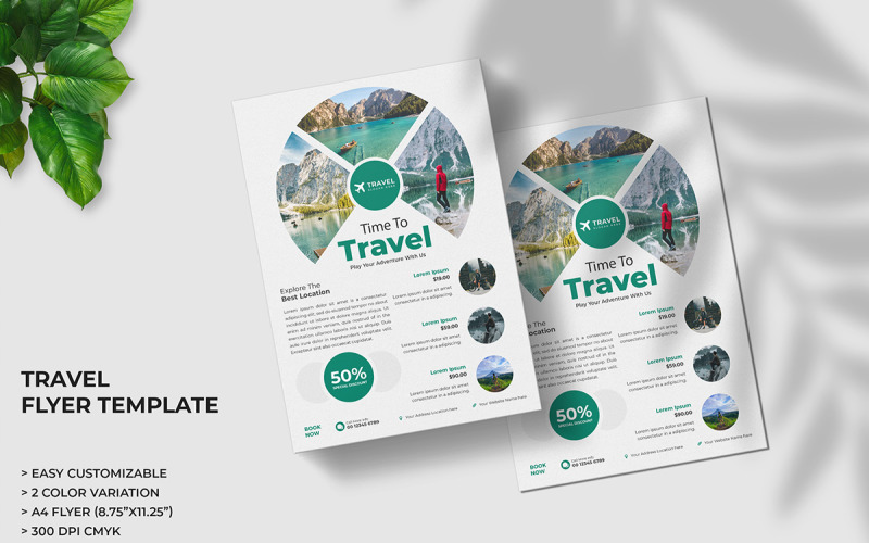 创意假日旅行传单设计和冒险世界旅行广场传单模板
