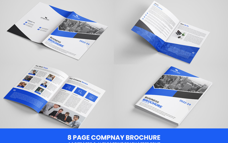 Дизайн корпоративної брошури на 8 сторінок і шаблон брошури про профіль компанії