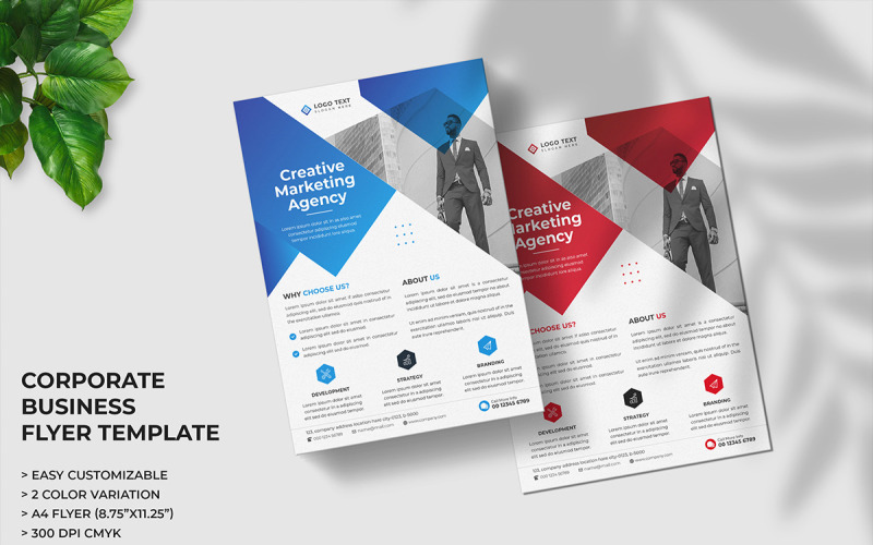 Modello di volantino aziendale creativo e design di volantini per agenzie di marketing