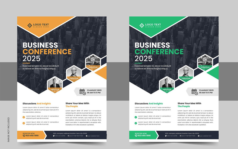 Шаблон флаєра для креативної корпоративної бізнес-конференції та макет плаката з листівкою для подій