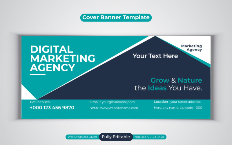 Agencia de marketing digital Banner de redes sociales para plantilla de diseño de portada de Facebook