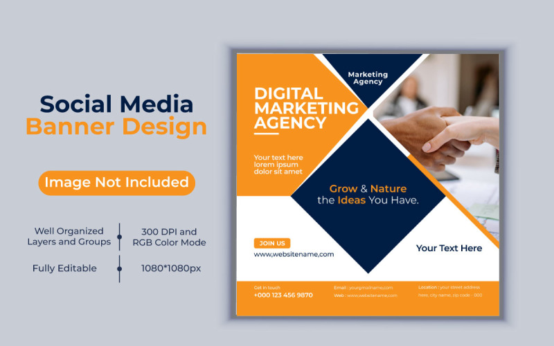 Design de modelo de banner de agência de marketing digital de nova ideia criativa