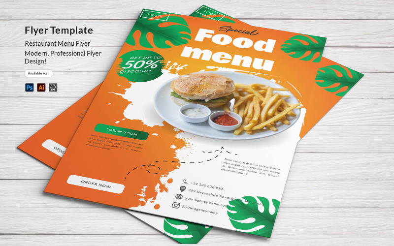 Modèle de conception de Flyer de frites