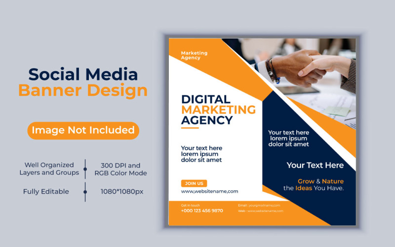 Modello di agenzia di marketing digitale di idea creativa per il design di banner post sui social media