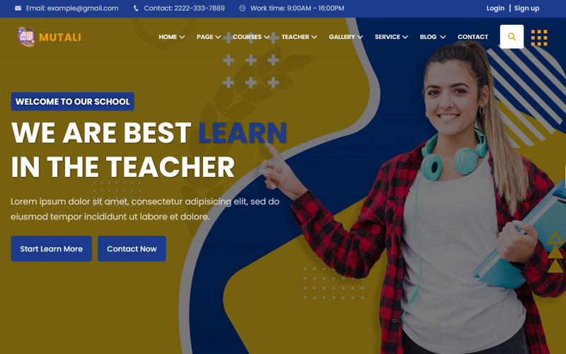 Mutali - Utbildning & onlinekurs HTML5 webbplatsmall