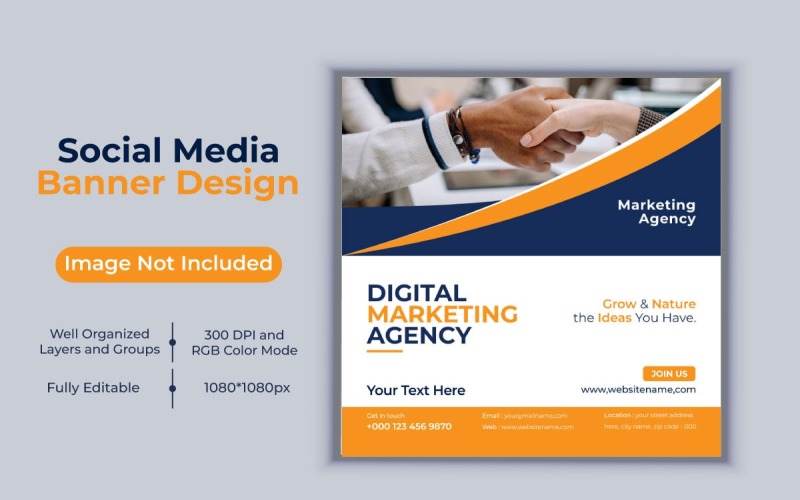Plantilla de vector de diseño de banner de agencia de marketing digital de idea creativa