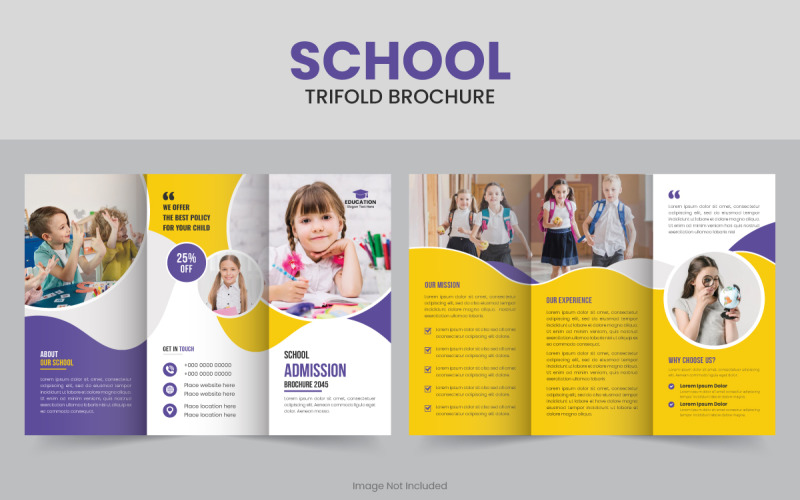Šablona brožury trojdílný minimální školní vstup a šablona letáku pro vzdělávání dětí