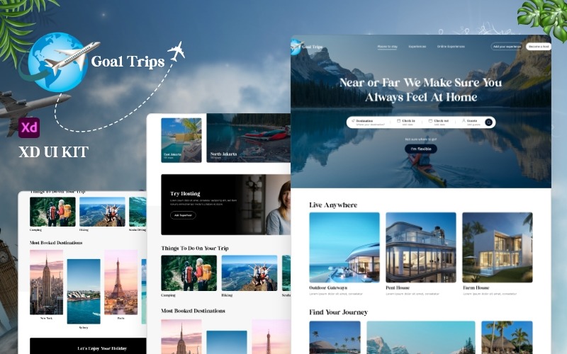Goal Trips Şablonu - Kullanıcı Arayüzü Adobe XD