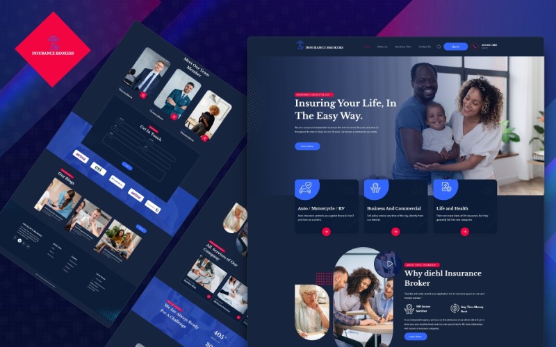 Modèle de courtiers d'assurance - Interface utilisateur Adobe XD