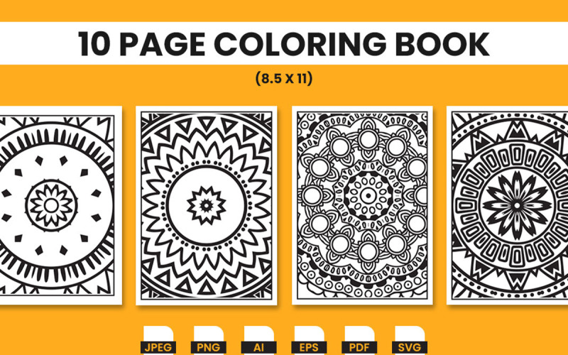 Páginas para colorir de design de mandala para adultos para Kdp Interior