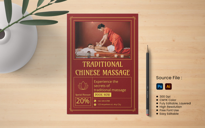 Flygblad för traditionell kinesisk massage