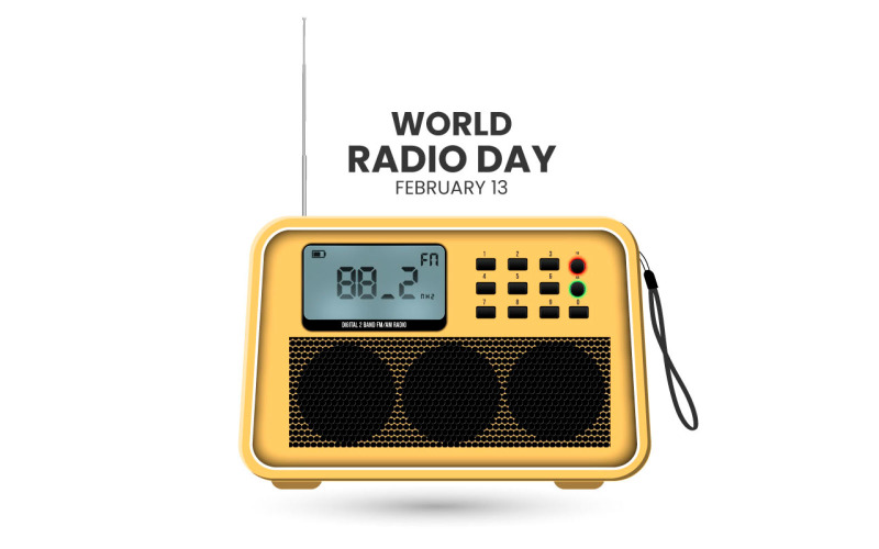 Weltradiotag mit realistischem Radiodesignkonzept
