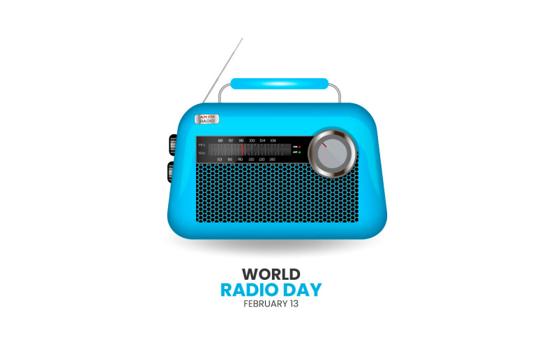 Wereldradiodag met realistische radio-ontwerpvector