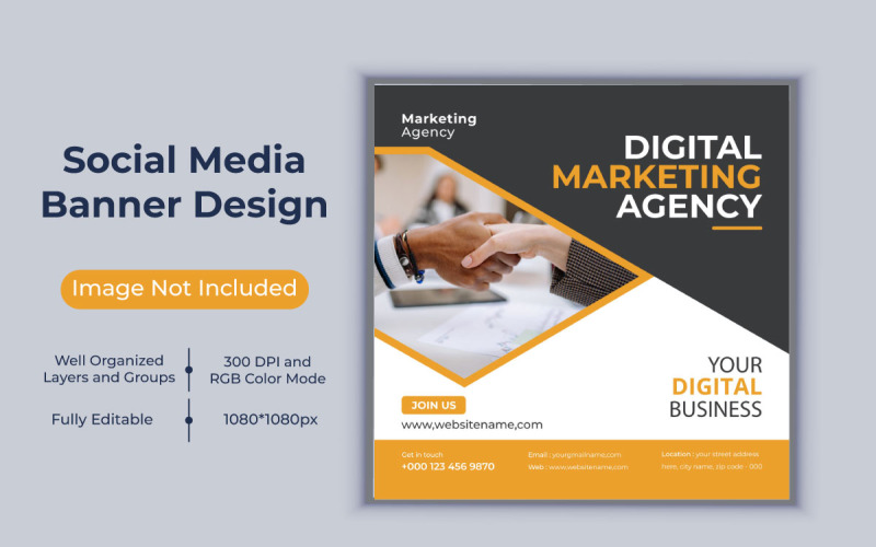 Bandiera quadrata dell'agenzia di marketing digitale