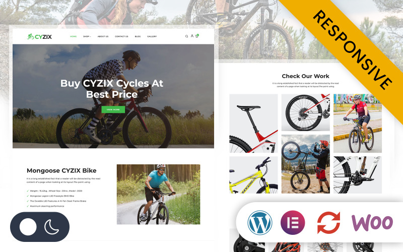 CYZIX – Адаптивна тема WordPress Elementor для магазину велосипедів
